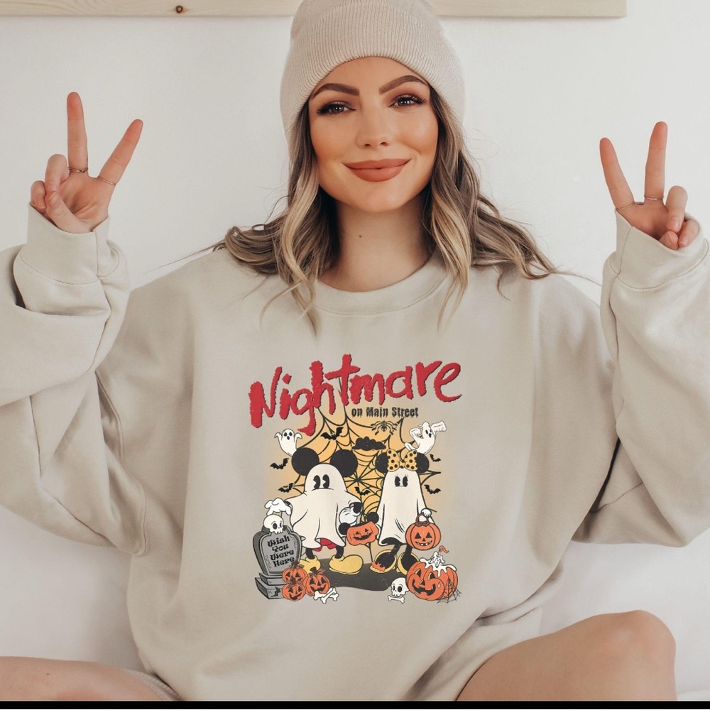 Nightmare on Mainstreet Graphic Beige Sweater